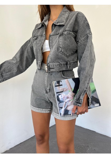 Fermuarlı Çift Cepli Denim Ceket modelleri