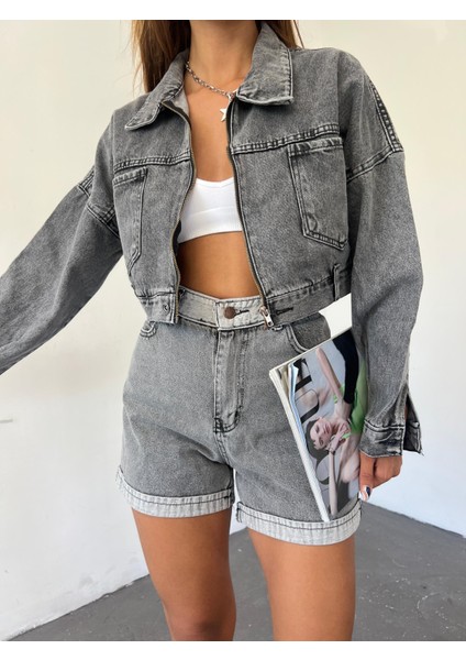 Fermuarlı Çift Cepli Denim Ceket fırsatları