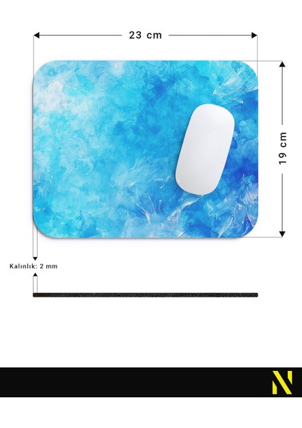 Mavi Renkli Desenli Ergonomik Mouse Pad - 23 cm x 19 cm - Kaydırmaz Taban Ev ve Ofis Kullanımı Için Ideal Fare Altlığı Mousepad