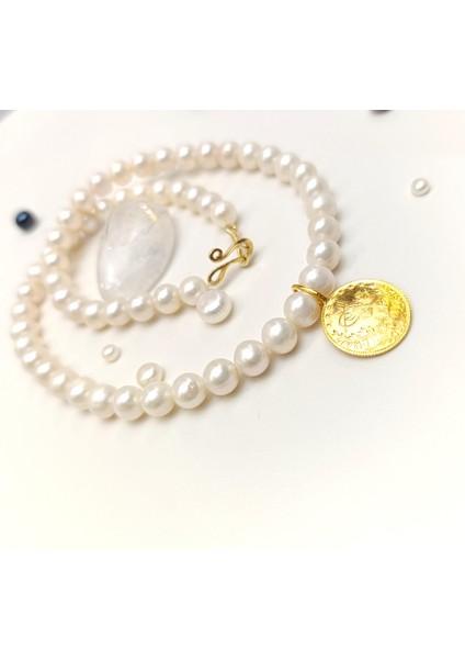 Reşat Yarım Altınlı Gerçek Inci Gerdanlık Kolye 14 Ayar Altın Hd Videolu