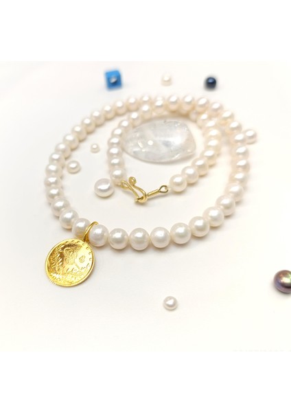 Reşat Yarım Altınlı Gerçek Inci Gerdanlık Kolye 14 Ayar Altın Hd Videolu fiyatları