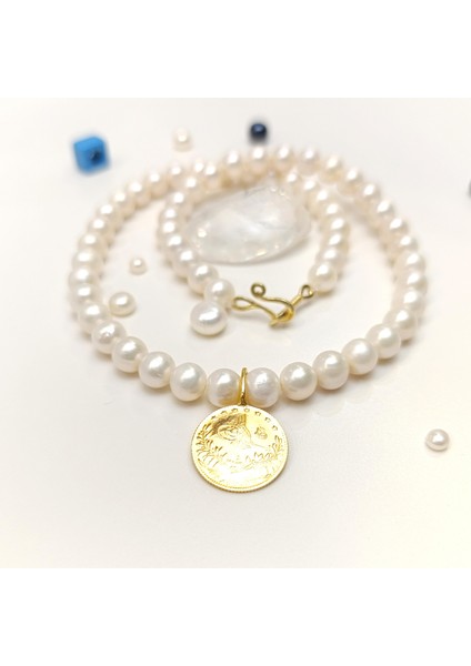 Reşat Yarım Altınlı Gerçek Inci Gerdanlık Kolye 14 Ayar Altın Hd Videolu modelleri