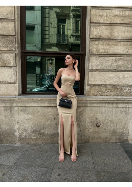 Ip Askılı Etek Ucu Volanlı Midi Boy Elbise fiyatları