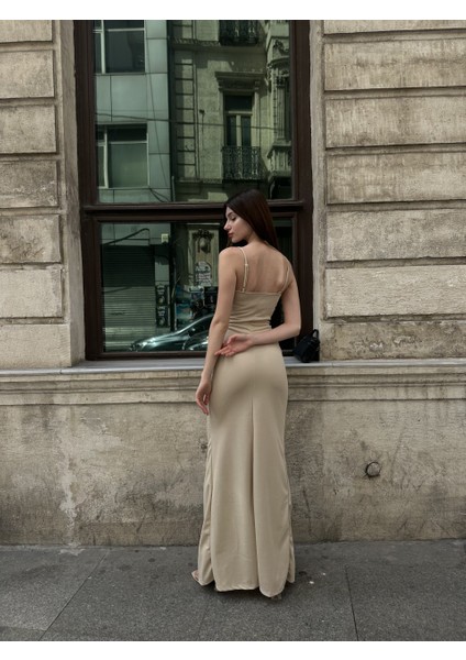 Ip Askılı Etek Ucu Volanlı Midi Boy Elbise modelleri