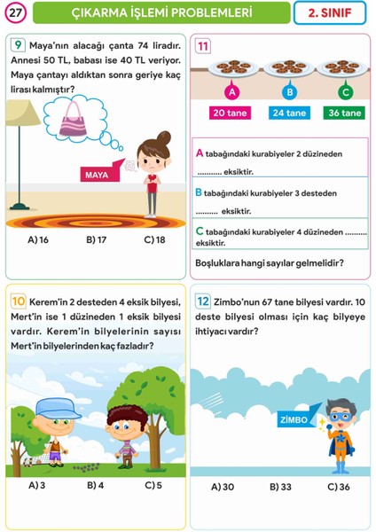2.sınıf Canlanan Mat Soru Bnk – Dört Işlem Prb - Resimli Ing Sözlük - Takvim Not (4lü Set) modelleri