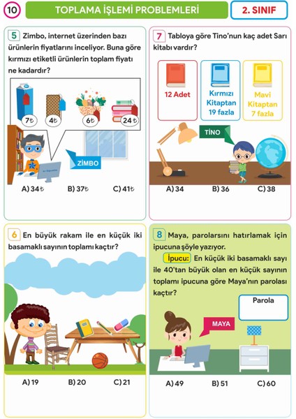 2.sınıf Canlanan Mat Soru Bnk – Dört Işlem Prb - Resimli Ing Sözlük - Takvim Not (4lü Set) fırsatları