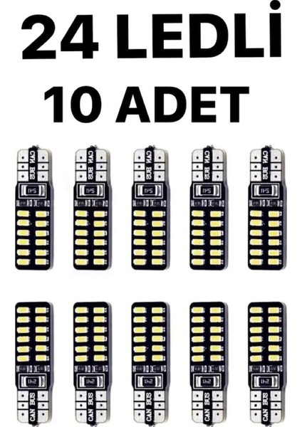 T10 LED 24 Ledli Metal Ultra Beyaz Park Plaka Tavan Ampulü 10 Adet