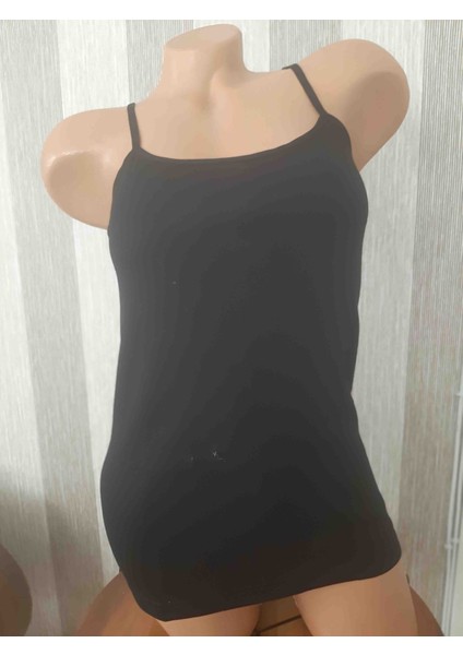 Siyah Ip Askılı Ribana %100 Pamuk Cotton Rahat Kullanışlı Kadın Atlet modelleri