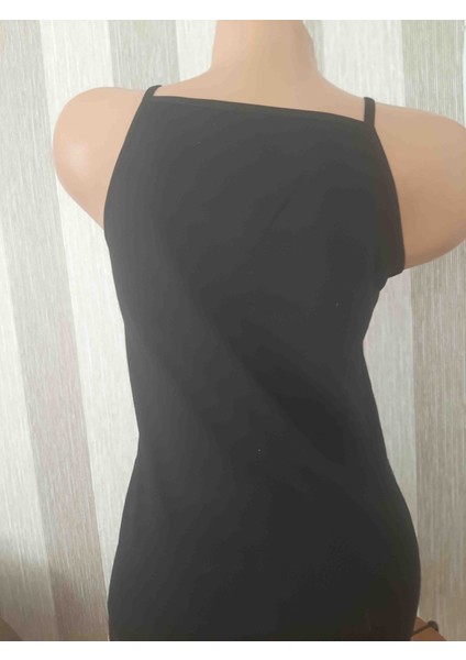 Siyah Ip Askılı Ribana %100 Pamuk Cotton Rahat Kullanışlı Kadın Atlet modelleri