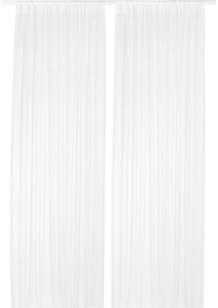 Teresıa Tül Perde Beyaz 145 x 300 cm 2 Kanat Şeffaf Makinede Yıkanabilir