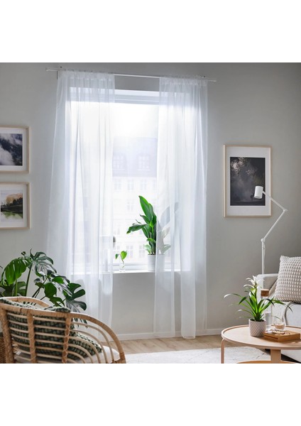 Teresıa Tül Perde Beyaz 145 x 300 cm 2 Kanat Şeffaf Makinede Yıkanabilir fırsatları