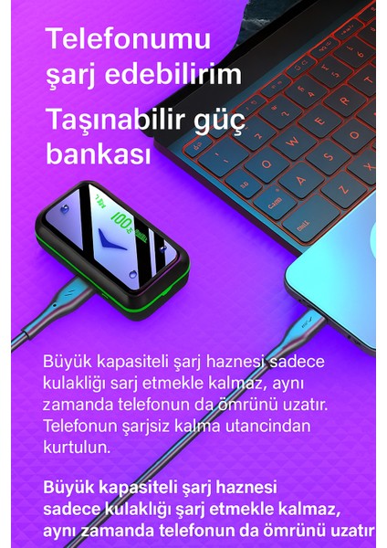 E10 Kablosuz Bluetooth Kulaklık – LED Ekranlı Şarj Kutusu, Yüksek Ses modelleri