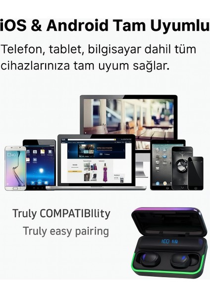 E10 Kablosuz Bluetooth Kulaklık – LED Ekranlı Şarj Kutusu, Yüksek Ses fırsatları