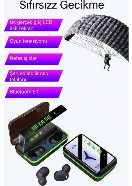 E10 Kablosuz Bluetooth Kulaklık – LED Ekranlı Şarj Kutusu, Yüksek Ses indirimleri