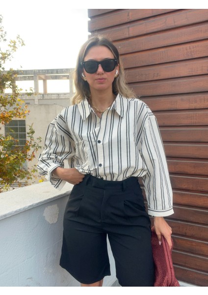 Çizgili Oversize Gömlek