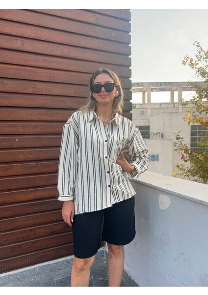 Çizgili Oversize Gömlek modelleri
