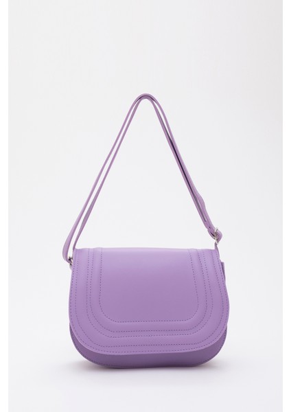 Lila SHK93 Suni Deri 2 Bölmeli Ayarlanabilir Askılı Kol ve Omuz Çantası