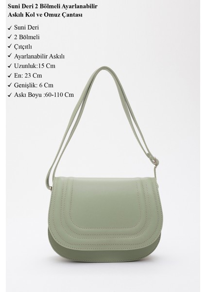 Mint Yeşil SHK93 Suni Deri 2 Bölmeli Ayarlanabilir Askılı Kol ve Omuz Çantası modelleri