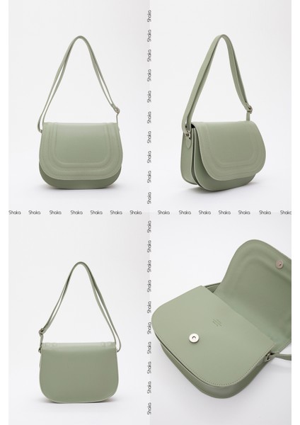 Mint Yeşil SHK93 Suni Deri 2 Bölmeli Ayarlanabilir Askılı Kol ve Omuz Çantası