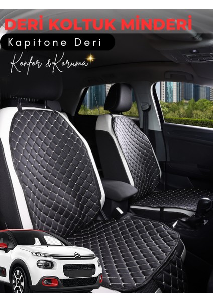 Citroen C1 Uyumlu Tam Set Deri Koltuk Minderi | Terletmez | Kolay Montaj | Oto Koltuk Kılıfı | A3