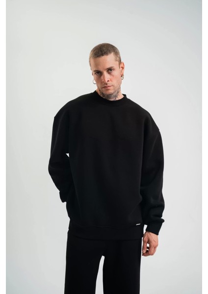 Uzun Kol Bisiklet Yaka Basic Sweatshirt - Siyah fiyatları