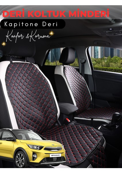 Kia Stonic Uyumlu Tam Set Deri Koltuk Minderi | Tam Koruma | Hızlı Montaj | Su geçirmez | a1