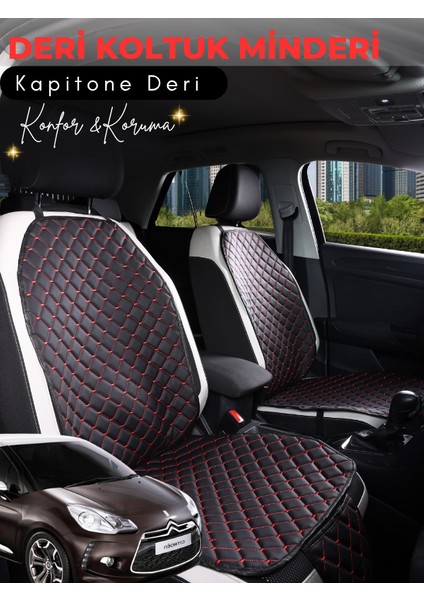 Citroen C2 Uyumlu Tam Set Deri Koltuk Minderi | Su Geçirmez | Hızlı Montaj | Oto Koltuk Kılıfı | A1