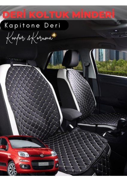 Fiat Panda Uyumlu Tam Set Deri Koltuk Minderi | Terletmez | Kolay Montaj | Oto Koltuk Kılıfı | A3