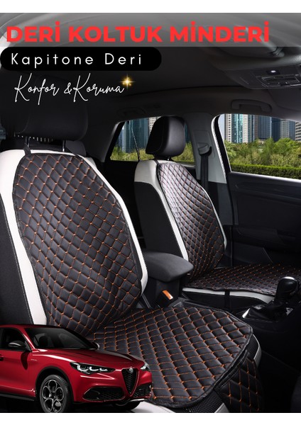 Alfa Romeo Stelvio Uyumlu Tam Set Deri Koltuk Minderi | Tam Koruma | Hızlı Montaj | Su geçirmez |a5