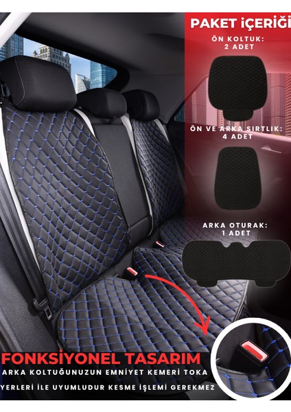 Renault Kangoo 2 Uyumlu Tam Set Deri Koltuk Minderi | Terletmez | Universal | Su Geçirmez | A2 fırsatları