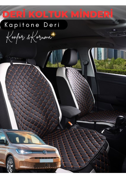 Volkswagen Caddy Uyumlu Tam Set Deri Koltuk Minderi | Terletmez | Universal | Tam Koruma | C5