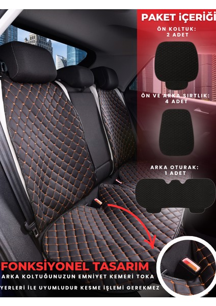 Volkswagen Caddy Uyumlu Tam Set Deri Koltuk Minderi | Terletmez | Universal | Tam Koruma | C5 fırsatları