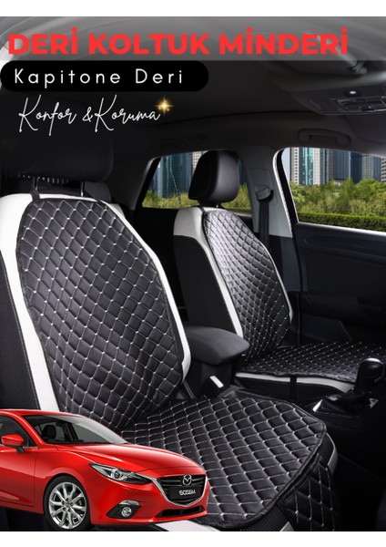 Mazda 3 Uyumlu Tam Set Deri Koltuk Minderi | Universal | Hızlı Montaj | Su Geçirmez | A3
