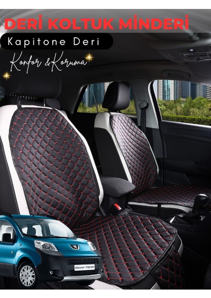 Peugeot Bipper Uyumlu Tam Set Deri Koltuk Minderi | Universal | Hızlı Montaj | Su Geçirmez | A1