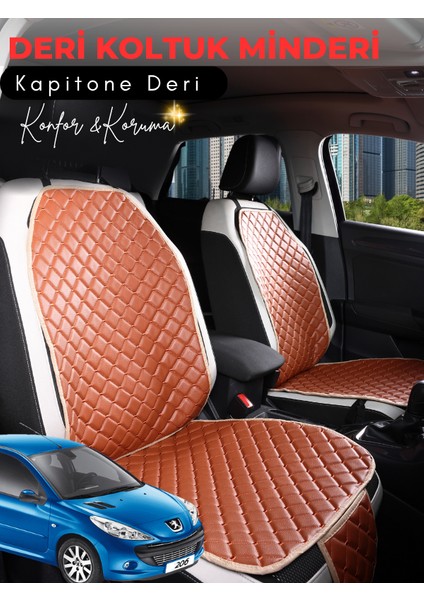 Peugeot 206 Uyumlu Tam Set Deri Koltuk Minderi | Universal | Hızlı Montaj | Su Geçirmez | A6