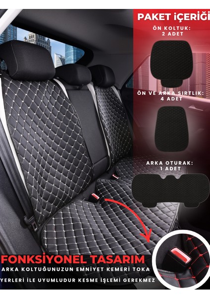 Ssangyong Kyron Uyumlu Tam Set Deri Koltuk Minderi | Terletmez | Universal | Oto Aksesuar | A3 fırsatları