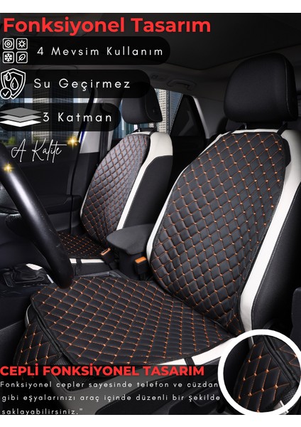 Renault Megane 2 Uyumlu Tam Set Deri Koltuk Minderi | Terletmez | Universal | Su Geçirmez | A5 modelleri