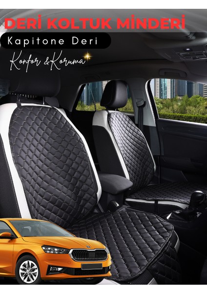 Skoda Fabia 4 Uyumlu Tam Set Deri Koltuk Minderi | Universal | Hızlı Montaj | Su Geçirmez | A4