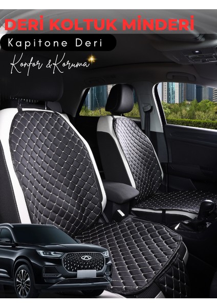 Chery Tiggo 8 Pro Uyumlu Tam Set Deri Koltuk Minderi | Universal | Hızlı Montaj | Su Geçirmez | A3