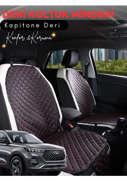 Chery Tiggo 7 Pro Uyumlu Tam Set Deri Koltuk Minderi | Universal | Hızlı Montaj | Su Geçirmez | A1