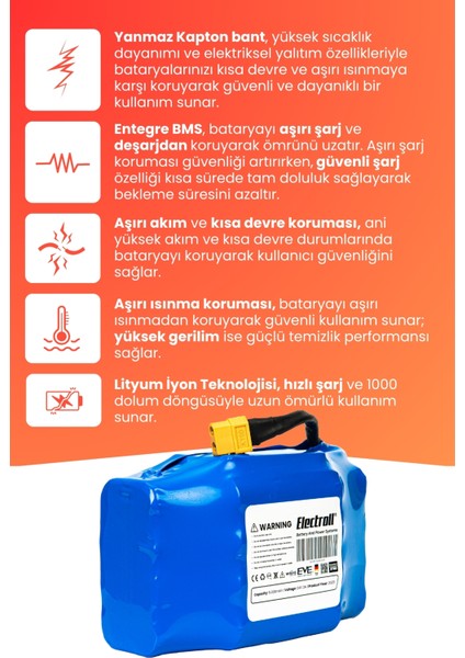 Hoverboard / Elektrikli Kaykay Bataryası 24V 5.200MAH (Yüksek Kapasite) Güçlendirilmiş Batarya modelleri
