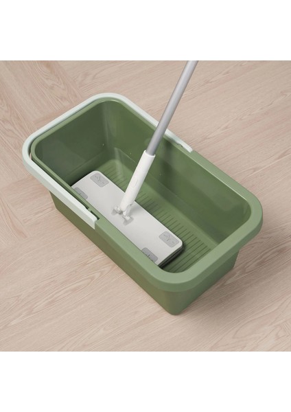 Pepprıg Kova Saplı Açık Yeşil Temizlik ve Eşya Kutusu 14,5 L Dalgalı Taban