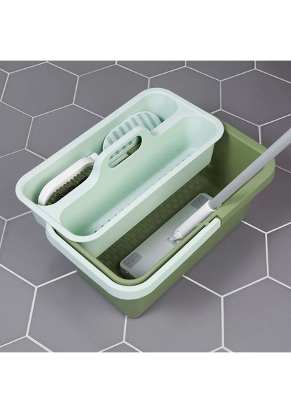 Pepprıg Kova Saplı Açık Yeşil Temizlik ve Eşya Kutusu 14,5 L Dalgalı Taban