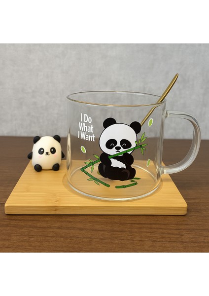 Panda Figürlü Cam Bardak Panda2