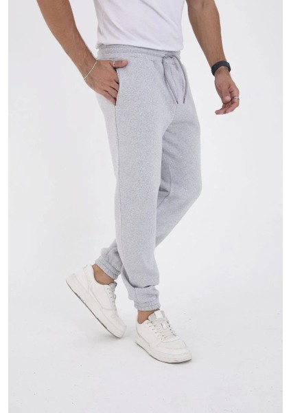 Unisex Kışlık Üç Iplik Lastikli Eşofman Pantolon - Gri fiyatları
