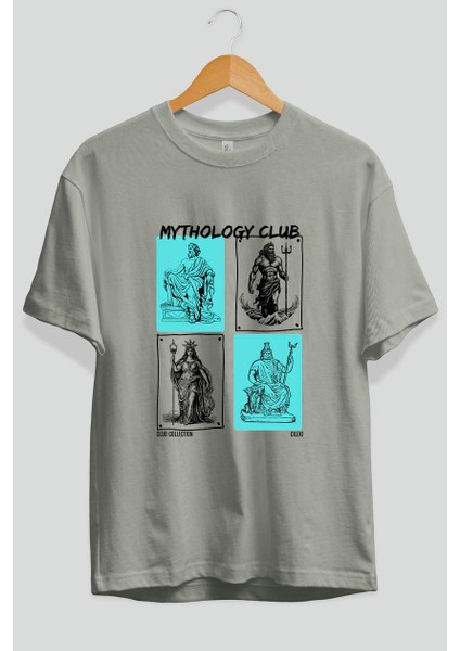 Mythology Club Ön Baskılı Oversize T-Shirt Erkek Kadın %100 Pamuk Bisiklet Yaka Tişort fiyatları