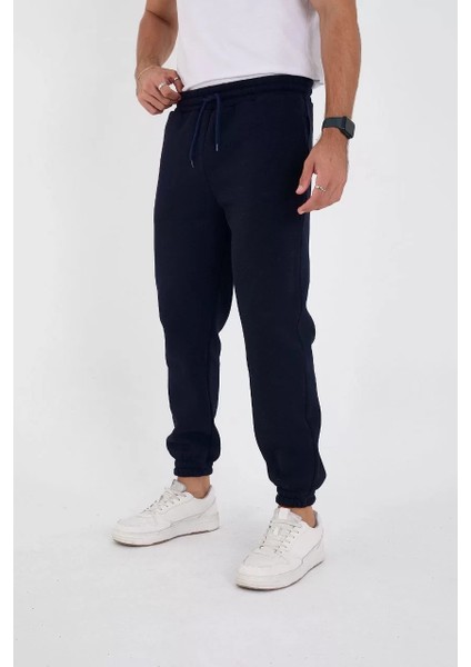 Unisex Kışlık Üç Iplik Lastikli Eşofman Pantolon - Lacivert indirimleri