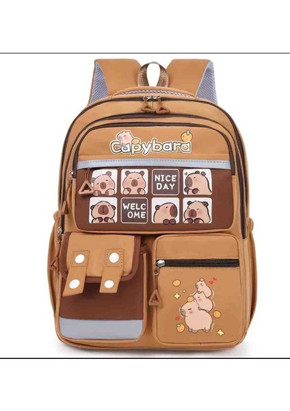 Capybara Desenli Büyük Boy Okul Cantası