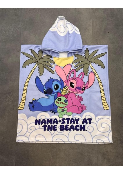 Unısex Stıch Baskılı Panço Plaj Havlusu