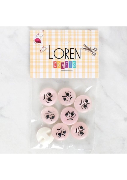 Crafts 8'li Kızgın Yüz Düğme - 1021
